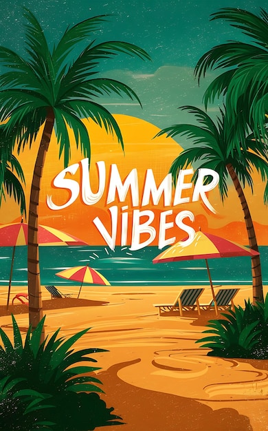 Novo design elegante de cartaz Summer Vibes para o feed das mídias sociais
