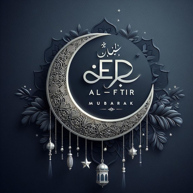 Foto novo estilo de design de cartões eid al fitr mubarak tema de ramadã eid mubarak