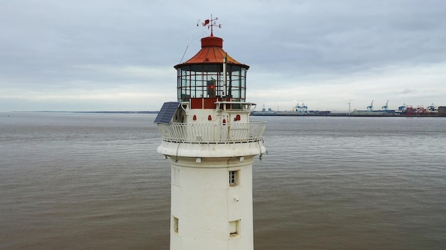 Novo farol de Brighton Perch rock farol construído na baía de liverpool, Reino Unido