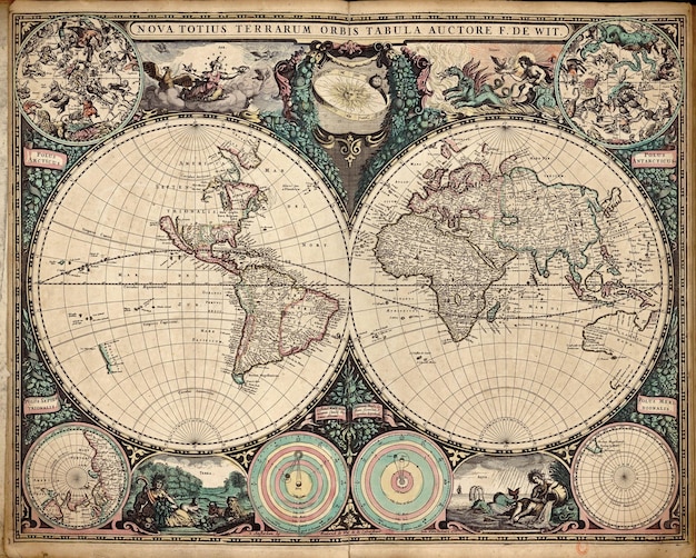 Novo mapa do mundo à luz do autor publicado em 1665 Frederik de Wit