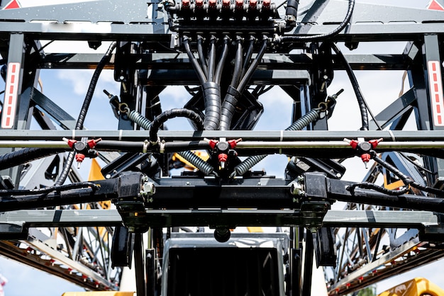 Foto novos detalhes de máquinas e equipamentos agrícolas modernos