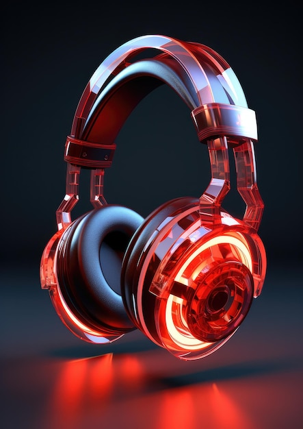 Novos fones de ouvido vermelhos modernos em um fundo escuro IA generativa