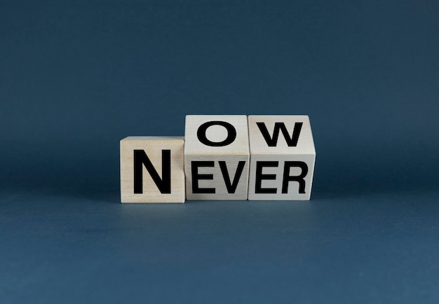 Now or Never Die Würfel bilden die Wahlwörter Now or Never