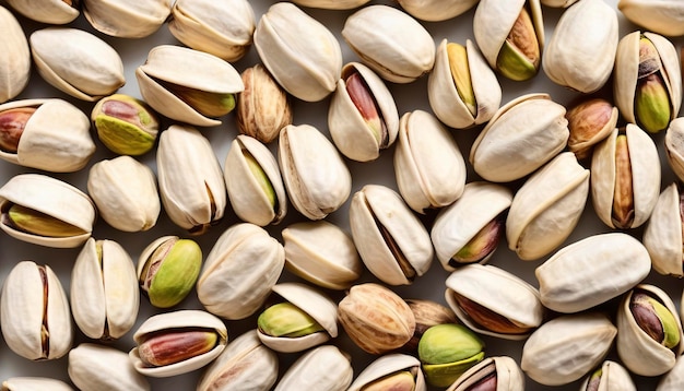 Noz de pistache assada a seco e salgada com tecido de cesta solado em fundo branco