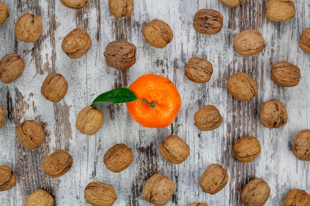 Foto nozes e tangerina