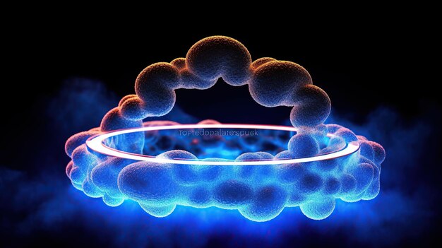 Foto nube abstracta iluminada con luz de neón tiangular