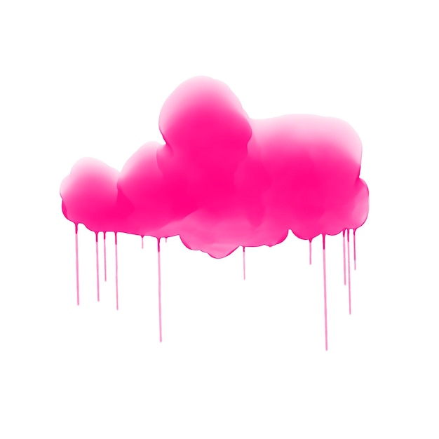 Nube de acuarela rosa con gotas de lluvia