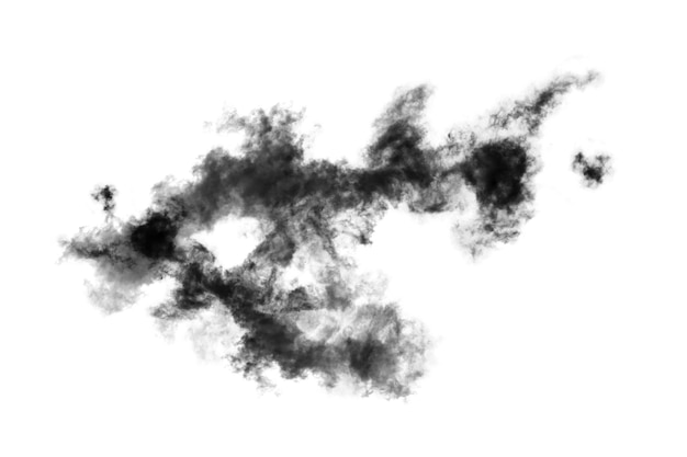 Nube aislada sobre un fondo blanco Humo texturizado Abstracto negro