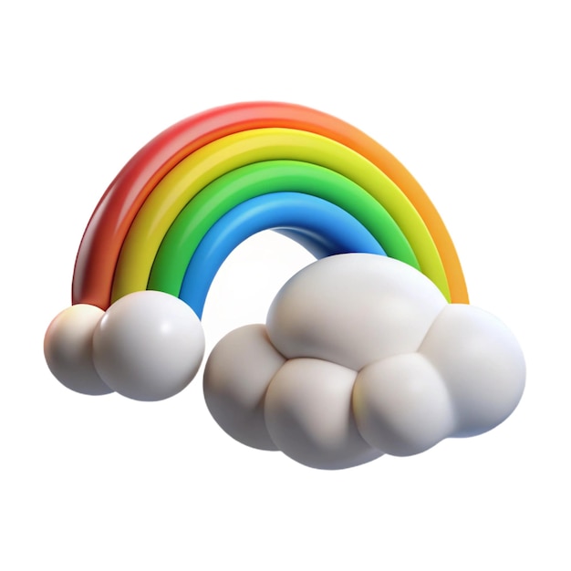 La nube y el arco iris en elemento 3D
