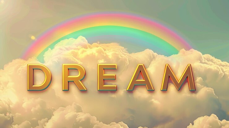 Foto una nube arco iris con la palabra "quotdreamquot" escrita en letras de oro