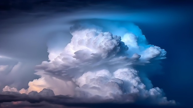 Una nube azul y blanca con una nube blanca en el cielo