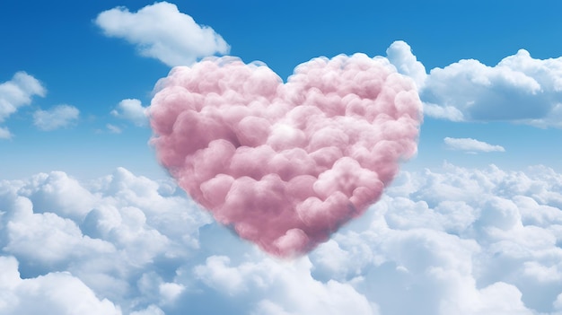 NUBE AZUL CIELO CORAZÓN ROSA