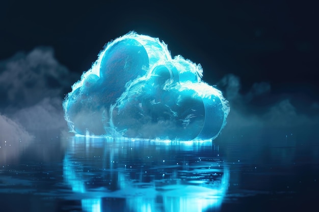 Foto nube azul flotando sobre el agua