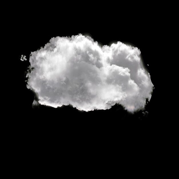 Foto nube blanca aislada sobre fondo negro nube realista o ilustración 3d de humo