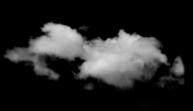 Nube blanca aislada sobre fondo negro