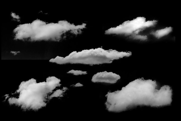 Nube blanca en elemento aislado de cielo negro