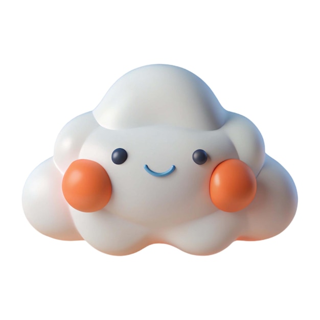 una nube blanca con ojos naranjas y una cara blanca