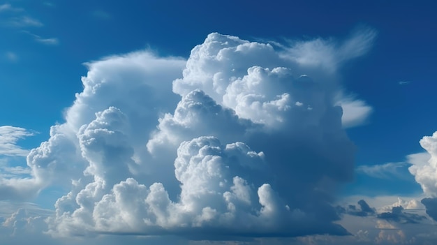 Una nube en el cielo con un cielo azul de fondo.