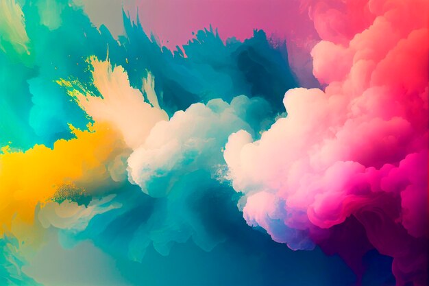 Una nube de colores con un fondo rosa.