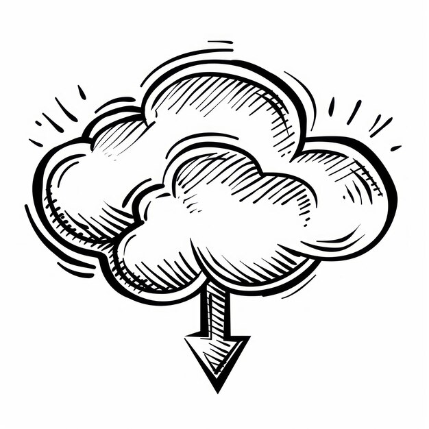 Nube dibujada a mano con flecha
