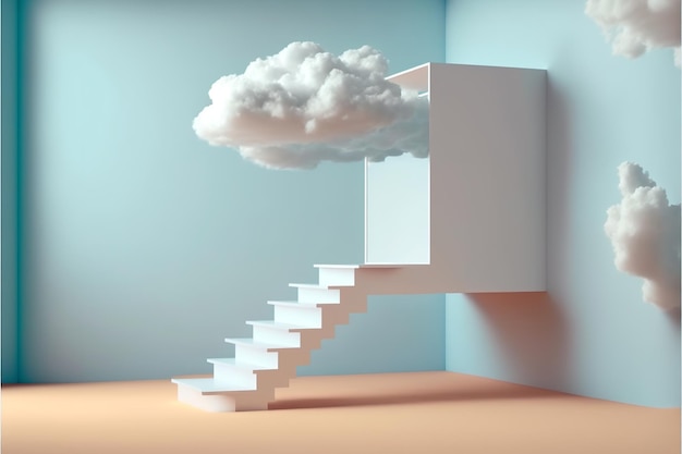 Una nube encima de una escalera con una nube encima