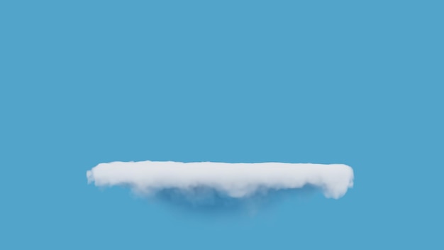 Nube esponjosa blanca abstracta sobre fondo de cielo azul. Nube con forma de podio y fondo de exhibición de producto mínimo. Ilustración de renderizado 3D.
