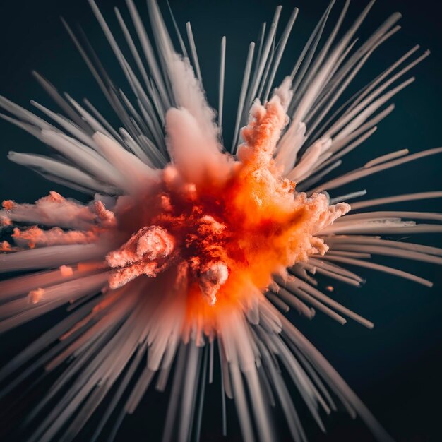 Nube de explosión de polvo rojo sobre fondo negro