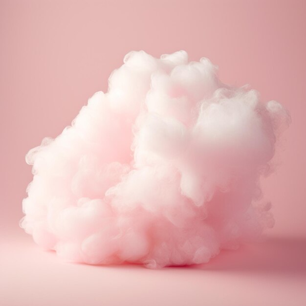 Foto una nube está flotando en el aire en un fondo rosado generativo ai