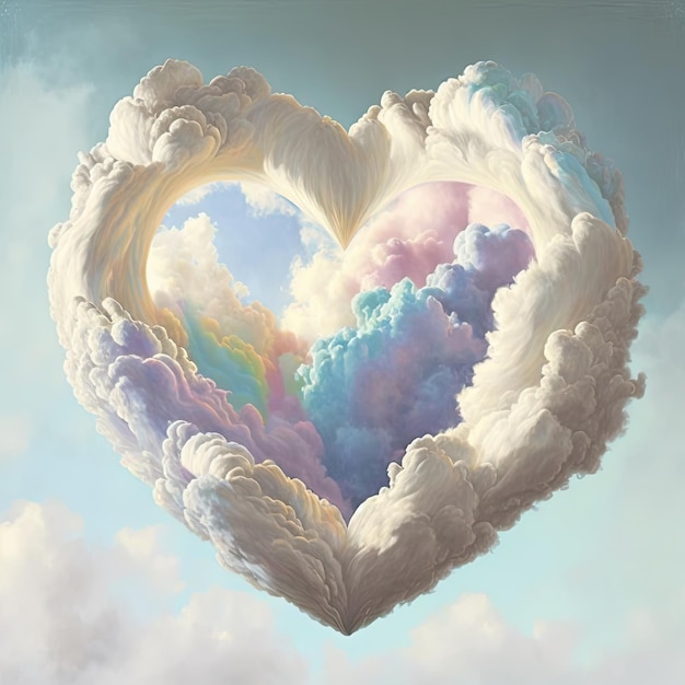 Nube en forma de corazón en el cielo Sueños de amor Concepto de San Valentín AI