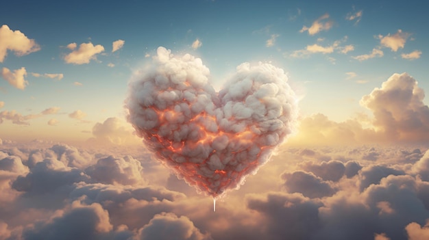 Nube en forma de corazón en el cielo