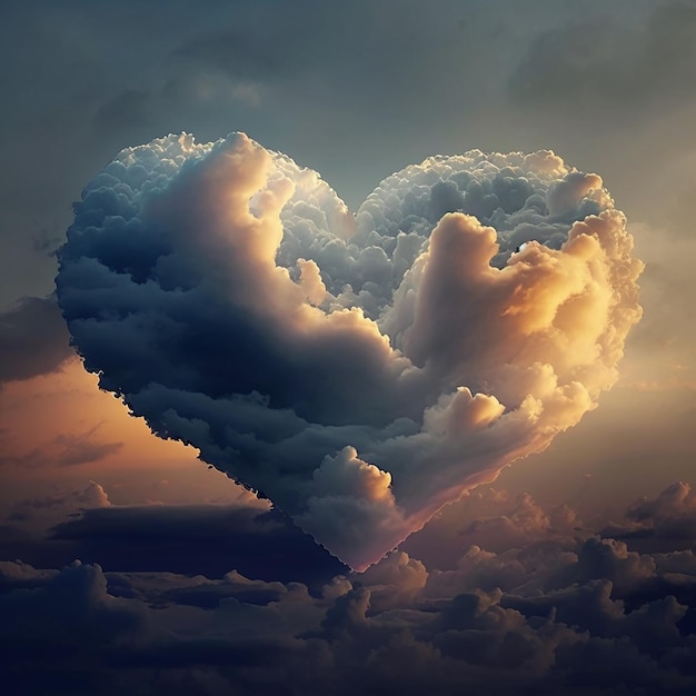 La nube en forma de corazón está en el cielo