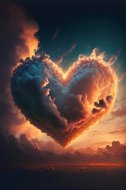 Nube en forma de corazón en forma de corazón generativo ai