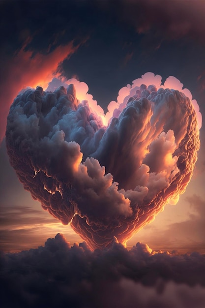 Nube en forma de corazón en forma de corazón generativo ai