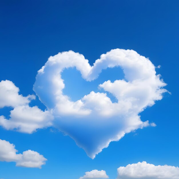 Foto una nube en forma de corazón en medio de un cielo azul