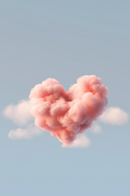 una nube en forma de corazón que dice " amor " en el cielo.