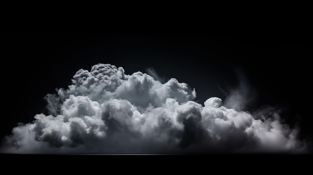 Una nube grande y larga sobre un fondo negro.