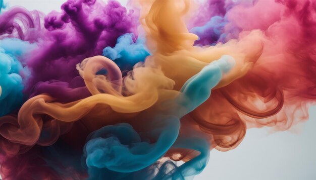 Foto una nube de humo colorida con rojo, azul, amarillo y púrpura