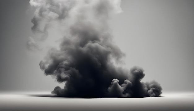 Foto una nube de humo negro se está elevando sobre una playa de arena