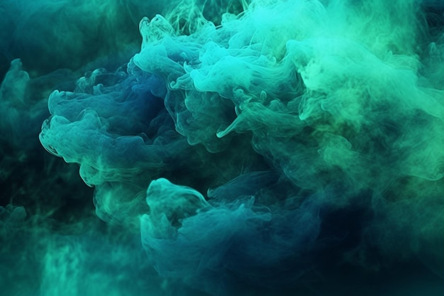 Una nube de humo verde en un fondo oscuro