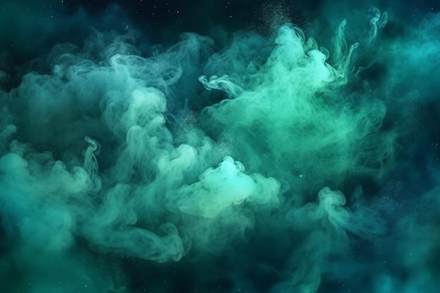 Una nube de humo verde en un fondo oscuro