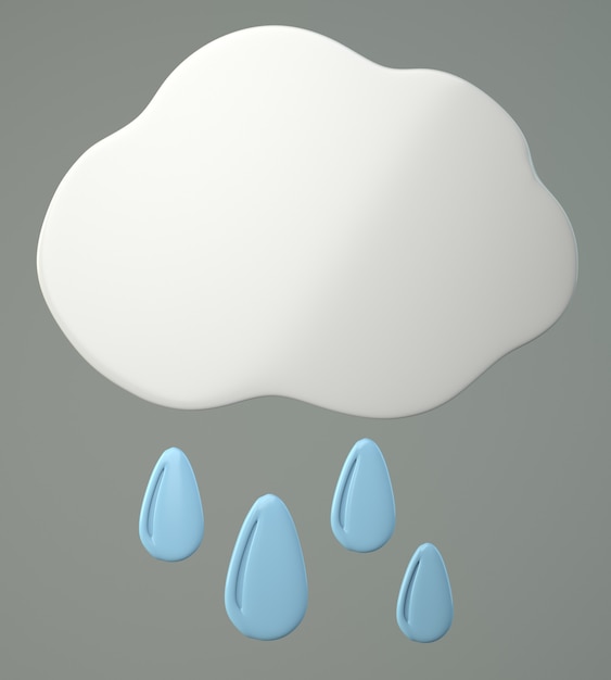 Nube con iconos aislados de gotas de lluvia