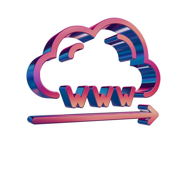 Foto nube de íconos retro de neón 3d con nombre de dominio