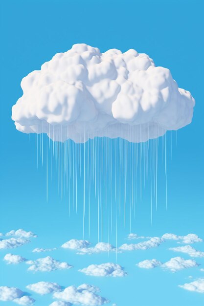 Nube de lluvia renderizada en 3D con algunas gotas de lluvia cayendo