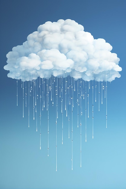 Foto nube de lluvia renderizada en 3d con algunas gotas de lluvia cayendo