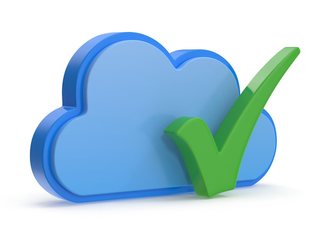 Nube y marca de verificación verde