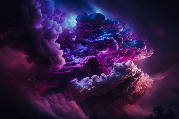 Nube muy colorida en el cielo oscuro IA generativa