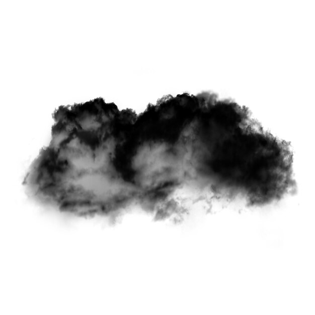 Foto nube negra o humo aislado sobre fondo blanco.