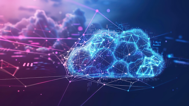 Nube y red Datos con ciencia y tecnología Concepto