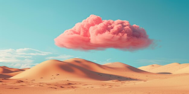 Foto una nube rosada flotando sobre un vasto paisaje desértico perfecta para agregar un toque de color y serenidad a cualquier proyecto o diseño