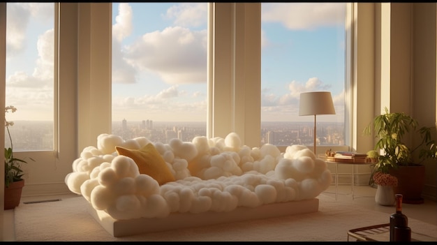 Foto nube en el sofá ia generativa